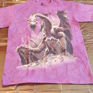 Purple tie dye DRAGON print tee